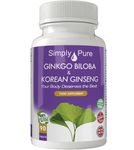 Simply Pure Vegan Ginkgo Biloba & Korean Ginseng 90x Tablets, 100% Natural, Gluten Free and GM Free