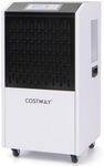 COSTWAY 250 Pints Commercial Dehumidifier with Drain Hose, Industrial Heavy Duty Dehumidifier with 24H Timer & 4 Wheels for Basement, Warehouse, Water Damage Restoration, Large Spaces up to 8500 Sq.Ft