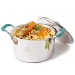 The Indus Valley Triply Stainless Steel Stock Pot/Biryani Pot/Handi/Dutch Oven With Steel Lid|Medium 21.6Cm/8.5 Inch,3Ltr,1.4Kg|Induction Friendly|Nonstick 3-Layer Body,100% Pure&Toxin-Free,2.9 Liter