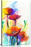 Abstract Oil Painting of Spring Flower Canvas Wall Art Picture Print (24x16in)