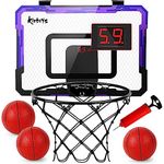 Kiztoys Basketball Hoop for Kids, Basketball Hoop Indoor, Automatic Scoring Indoor Hoop Wall Mounted Basketball Toy with 3 Balls, Net and Pump Indoor Outdoor Sport Toy Set for Kids