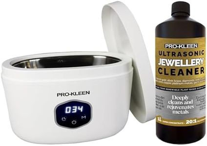 Pro-Kleen Ultrasonic Jewellery Cleaner And Cleaning Solution 43000Hz, 30W, Cleans Necklace Rings Glasses Jewellery Necklace Watch Straps Coins Dentures
