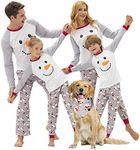 Tebbis Family Christmas Pajamas PJS Matching Set Adult Kids Baby Pet Dog & Doll Cotton, Gray Snowman, Medium