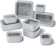 Caraway 22pc Glass Food Storage Set - Storage Containers for Food - Non-Toxic Ceramic-Coated Glass - Air Release Technology - Compact & Stackable Design - Gray