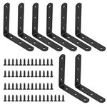 Glarks 8 Sets 100mm Black L Bracket Right Angle Bracket Corner Brace Joint Bracket Fastener for Wood Chair Bookshelf Board Window Furniture Cabinet (100x100x3mm)