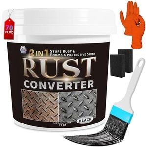 2-in-1 Rust Converter & Metal Primer - 1-Step Rust Stopper, Anti-Rust Coating & Corrosion Inhibitor, Quick-Dry Coating, Long-Lasting Rust Protection for Automotive, Trailer, Tools, for Automotive, Marine, Industrial, Tools, Fences (70.5 oz)