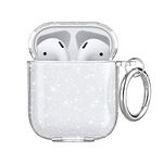 Aircawin for Airpods Case Clear Glitter,Sparkle Bling Clear Case for Airpod case,Full Protective Shockproof Soft TPU Drop Protection Accessories with Keychain for AirPods 2&1 for Women Girls-Glitter