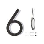 12 Inch Modern Floating House Numbers for Outside | Large Metal House Numbers for Outdoors | Black Coated Rust-Proof Home Address Numbers/Plaques | Metal Numbers