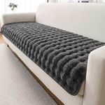Styleys Faux Rabbit Fur Sofa Cover Mat for L Shape & 1/2/3 Seater Sofa – Ultra Soft, Non-Slip, Washable Couch Protector – Luxurious Furniture Cover for Living Room - 70X170cm, Dark Grey, PPTMSFD-1E