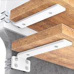 HIRVALL ® 16 Inch Shelf L Shape Pack of 4 White 160 lbs Load Capacity, Metal Brackets for Floating & Wooden Shelves - Novel Shape, 1/5 Inch Thick, Rust-Proof Wall Mount Bracket