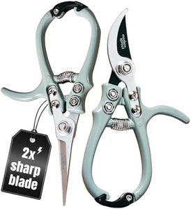Modern Sprout Hand Pruners & Shears Set with Blister Pack - Lightweight Gardening Tools with Easy Lock - Sharp Carbon Steel Blades -Rust Resistant Scissors for Herbs, Flowers - Sage