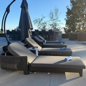 PURPLE LEAF Outdoor Lounge Chair Olefin Daybeds with 3" Cushion Moon Basalt