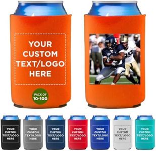 Custom Neoprene Collapsible Can Coolers 12 oz. Set of 10/50/100, Personalized Bulk Pack - Great for Weddings, Parties, Anniversary, Indoor & Outdoor Events - Neon Orange