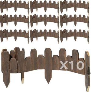 Wood Garden Edging, Staggered Wooden Edging Border Decorative Small Picket Panels for Flower Bed Barriers and Landscape Fencing (10 Pack)