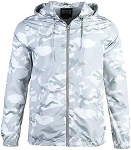 YUBIKWETE Men's Lightweight Windbreaker Jacket in White Camouflage - Stylish and Comfortable for All-Season Wear
