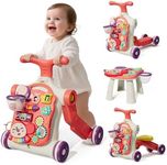 HYES Upgraded 5 in 1 Baby Walker and Activity Center for Baby Girl, Learning to Walk, Sit to Stand, Early Learning Push Toys for Infant 12 Months, Walking Toys Gift for Toddler Girls, Red