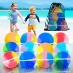 12 Pcs Reusable Water Balloons,Colour Magnetic Silicone Self Sealing Water Balloon Quick Fill,Outdoor Summer Beach Pool Party Toys Water Balloons for Kids