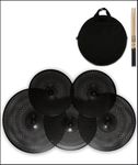 Low Volume Cymbal Pack, Quiet Cymbal Set 14''/16''/18''/20'' (5 Pcs, Black) | FREE Cymbal Bag included