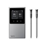 Typhur Sync Smart Wireless Meat Thermometer | 2 Probes | 6 Sensors | Bluetooth 5.4 and Unlimited WiFi Monitoring | Improved Stability| Waterproof | for BBQ, Grill, Smoker, Oven, Kitchen (Silver Gray)