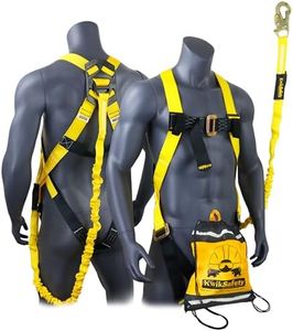 KwikSafety (Charlotte, NC) SCORPION Safety Harness w/attached 6ft. Tubular Lanyard on back | OSHA ANSI Fall Protection | INTERNAL Shock Absorbing Lanyard | Construction Carpenter Scaffolding