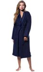 Terry Cloth Bathrobes for Women 100% Cotton Robes Soft Women Bathrobe Towel Spa Robe adult Hotel Robe Warm Bathrobe (Medium/Large, Navy Blue)