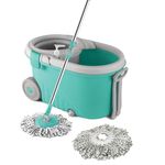 Spotzero By Milton Elegant Spin Mop with Big Wheels (Aqua Green, Two Refills), Plastic…