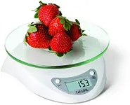 Taylor Digital Kitchen Scale with Glass Platform, Tare Button, and Plastic Body Weighs up to 11 Pounds Capacity, White