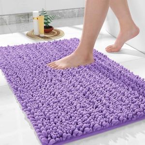 Yimobra Bath Rug Mat, 32 x 20, Soft Shaggy Chenille Bathroom Rugs, Large Size, Super Absorbent & Thick, Non-Slip, Machine Washable Bathroom mat, Bath Mats for Bathroom, Tub & Shower, Lavender
