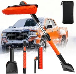 DMJN [2025 Upgrade Extendable Car Windshield Ice Scraper and Snow Brush [3-in-1] Clear Snow, Ice and Frost, 42''Adjustable Length with 360° Rotating Brush Head, Suitable for All Cars.