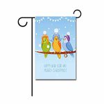 KafePross Three Birds Sitting on a Branch Celebration Christmas and Happy New Year Garden Flag 12.5"x18"