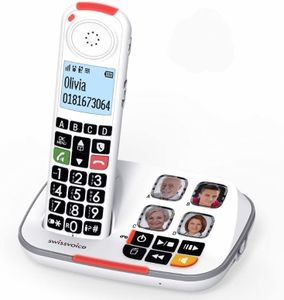 Telefono Cordless x Anziani Super Amplificato Volume 40dB Suoneria 90dB Compatibile Apparecchi Acustici HAC Vivavoce Tasti Grandi Parlanti Call Blocker Black List Blocco Chiamate Segreteria Telefonica