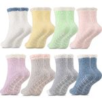 Fanshiontide 8 Pairs Fluffy Slipper Socks for Women and Girls,Non Slip Soft Fuzzy Thick Winter Socks,Cozy Home Slipper Bed Warm Socks, Women Fuzzy Bed Socks for Winter Causal Home Sleeping