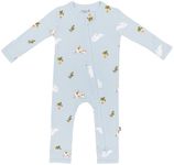 KYTE BABY Unisex Rayon Made From Bamboo Zippered Rompers (3-6 Months, Ice Rabbit)