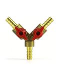 QWORK® 3 Way Hose Connector, Ball Valve Fitting 3 Way Shut Off Union Intersection, Split Brass 5/16" / 8mm Hose Barb for Water, Oil & Gas to Garden Watering, Construction and Industry