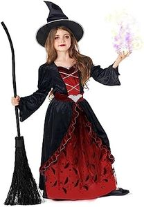 Morph Disfraz Bruja Niña Rojo, Disfraz Brujo Niña, Traje Bruja Niña, Disfraz Halloween Bruja, Disfraz Niña Bruja Halloween, Disfraces Bruja Niña, Disfraz Halloween Niña Bruja Talla XL