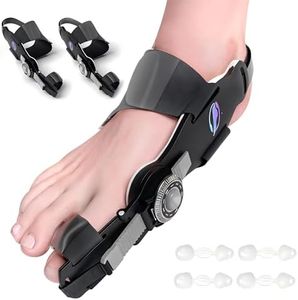 HUQKIYA Bunion Corrector for Women & Men - Bunion Fix for Hallux Valgus Pain Relief with Non-Slip Big Toe Separator, Adjustable Big Toe Straighter, Bunion Splints Fits Left & Right Feet (Black 2Pcs)