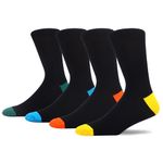 MAKABO Soft Breathable Seamless Men's Bamboo Socks, 4 Pairs Casual Black Series, 9-12