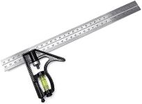 WEITARI Square Head Right Angle Ruler 300mm/12" Precise Stainless Steel Adjustable Sliding Combination Square Set Right Angle Ruler Adjustable Leveled