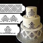 3 Pieces Cake Side Stencil Fondant Decorating Tool Embossed DIY Cookie Mold Kitchen Bareware Accessories