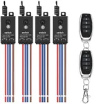 Meskliu 4 Way Mini Remote Control Switch,AC 110V/120V/220V/240V/10A Relay ON/Off Switch with 328FT Long Range,Wireless Light Switch and Receiver Kit for Motor,Lamps,LED Lights,Fans(4 Receivers)