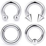 Uqnwbdq 12G 10G 8G 6G 4G 2G Large Septum Ring Ear Gauges Earrings Hoops Hypoallergenic 316L Surgical Steel Septum Nose Rings PA Ring Piercing Jewelry for Women Men Inner Diameter 12mm 14mm 16mm,