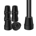 supregear Cane Tips (6-Pack), 19 mm Replacement Cane Tip for Walking Cane Crutch Sticks High-Strength Rubber and Carbon Black Mixed Non-Slip Stable Foot Pad Folding Cane Accessory, Black