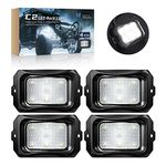 MICTUNING C2 Curved White LED Rock Lights - 4 Pods Underglow Lights Compatible for Car Truck Jeep Offroad ATV UTV Boat