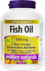 Webber Naturals Super Quality Fish Oil 1390mg, High DHA & EPA Omega 3 Concentration. No Fishy Aftertaste