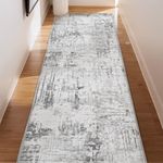 Modern Abstract Area Rug Carpet 2X6 Runner Rugs for Living Room-Machine Washable Rugs for Bedroom Hallway Living Room Rug Grey-Aesthetic Home Rug