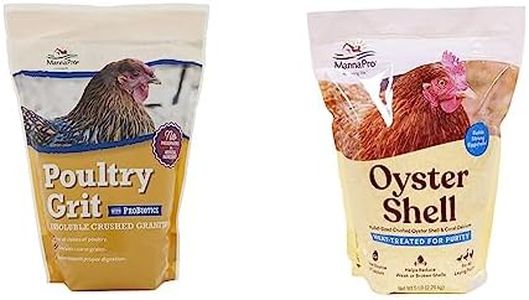 Manna Pro Poultry Grit with Probiotics | Insoluble Crushed Granite | 5 LB & Crushed Oyster Shell - Calcium Supplement for Laying Hens - Chicken Feed for Egg-Laying Chickens - 5 lbs