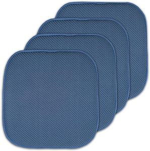 4 Pack Memory Foam Honeycomb Nonslip Back 16" x16" Chair/Seat Cushion Pad, Blue