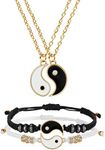 Hicarer 4 Pcs Yin Yang Necklace for 2 and Matching Friend Couples Bracelet Valentines for BFF Friendship, Stainless Steel, stainless steel