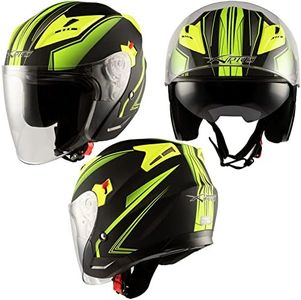 Jet Helmet Moto Visor Double ECE 22-06 Certificate Scooter Matt Black Fluo XS