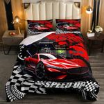 Feelyou Kids Boys Girls Red Race Car Comforter Set Queen Size, Sports Car Comforter Comforter Set for Teens Race Car Bedding Set Racing car Duvet Set Bed Set Room Decor Bedding Collection